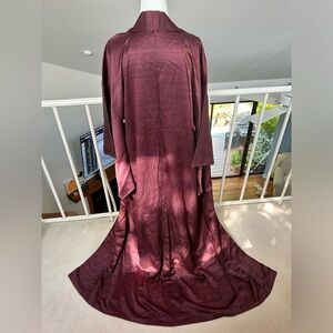 Beautiful Vintage Japanese Kimono Romantic Dark Red Rare Wafu Floral Japan Silk